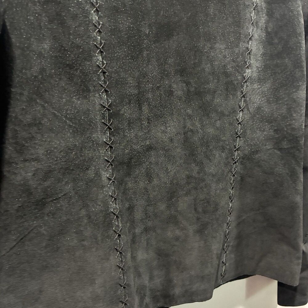 Think Tank 100% Suede Black Artisan Blazer Jacket Raw Edge Western Women’s L - Picture 4 of 16